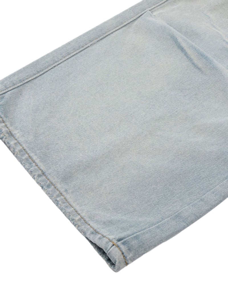 Vintage Washed Multi-pocket Work Jeans