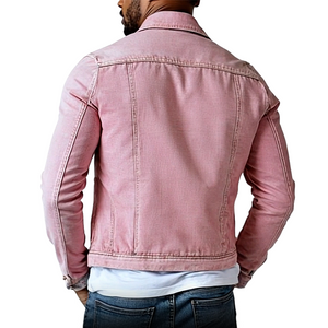 Herren-Jeansjacke mit verwaschenem Revers und mehreren Taschen im Vintage-Stil