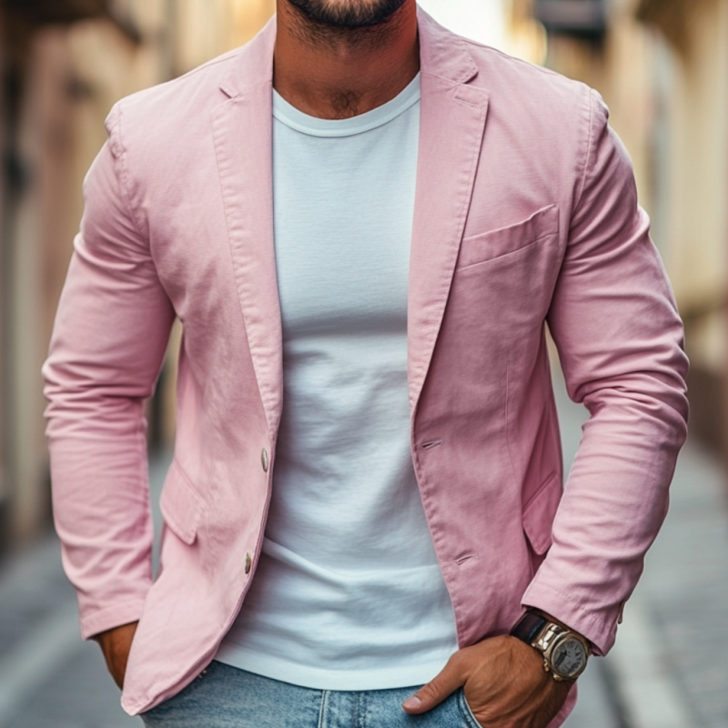 Men's Casual Premium Cotton Notched Lapel Single Breasted Slim Fit Blazer MTA0213D3M