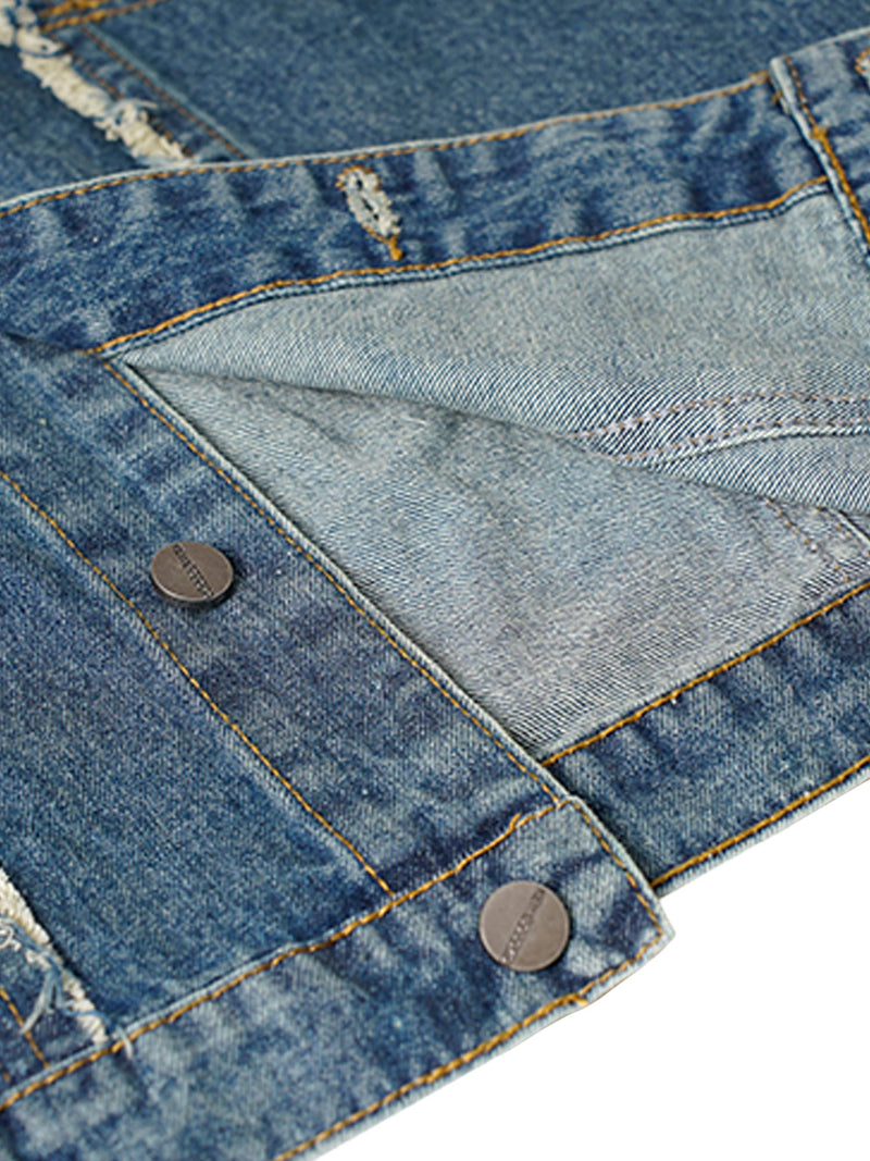 High Street Washed Raw Edge Denim Vest