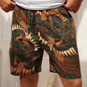 Herren-Shorts im Retro-Stil mit lässigem Ethno-Print und Kordelzug