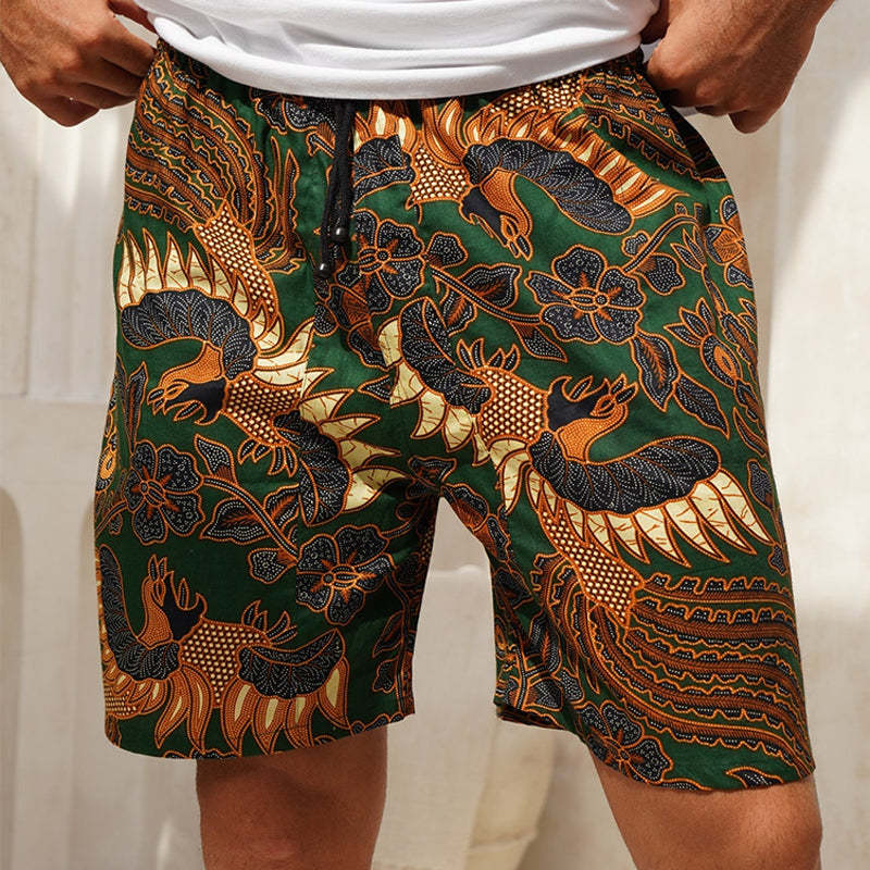 Men's Retro Casual Ethnic Style Geometric Print Drawstring Shorts