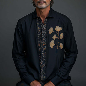 Men's Spring Fashion Embroidered Long Sleeve Shirt