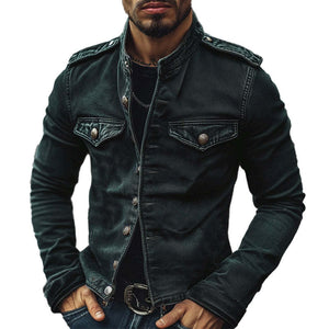 Vintage-Jeansjacke mit Stehkragen für Herren 