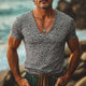 Men's Summer Comfortable V-Neck Leopard Print T-Shirt