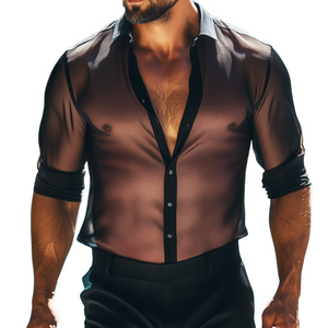 Camisa informal de manga larga con solapa fresca para hombre