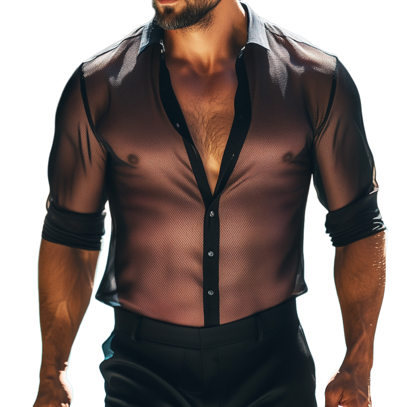 Men's Casual Cool Lapel Long Sleeve Shirt