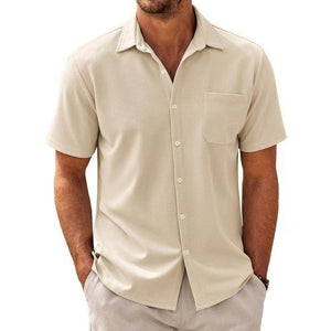 Camisa informal de manga corta de mezcla de algodón para hombre