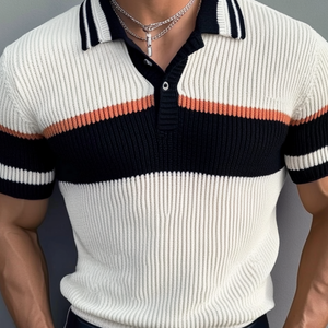 Polo informal de punto de manga corta con solapa en contraste y corte ajustado para hombre