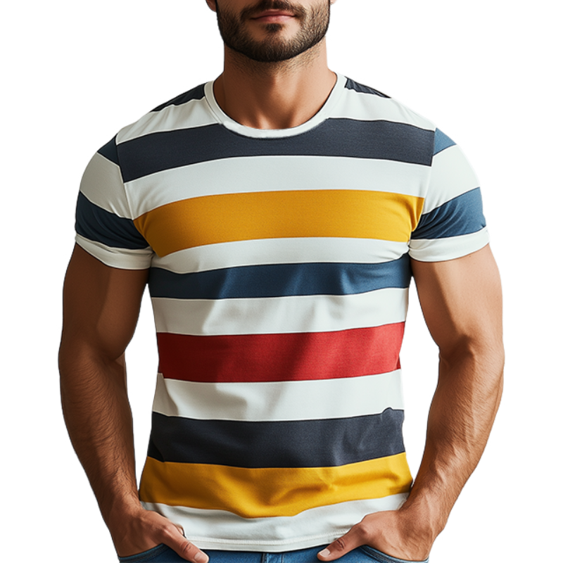 Men's Classic Casual Round Neck Slim Fit Cotton Short Sleeve T-Shirt