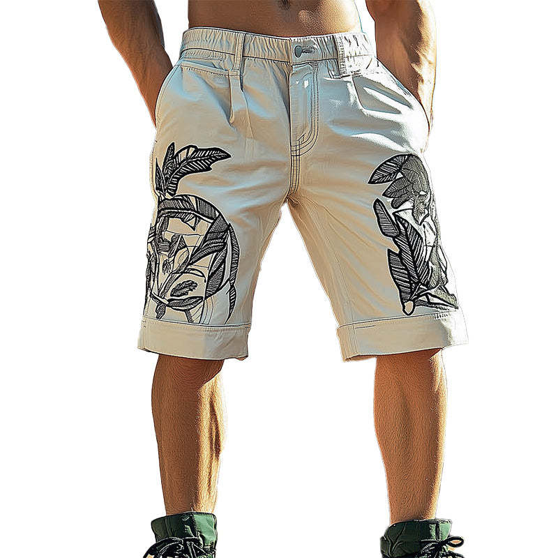 Bestickte Freizeitshorts aus Mischgewebe für Herren