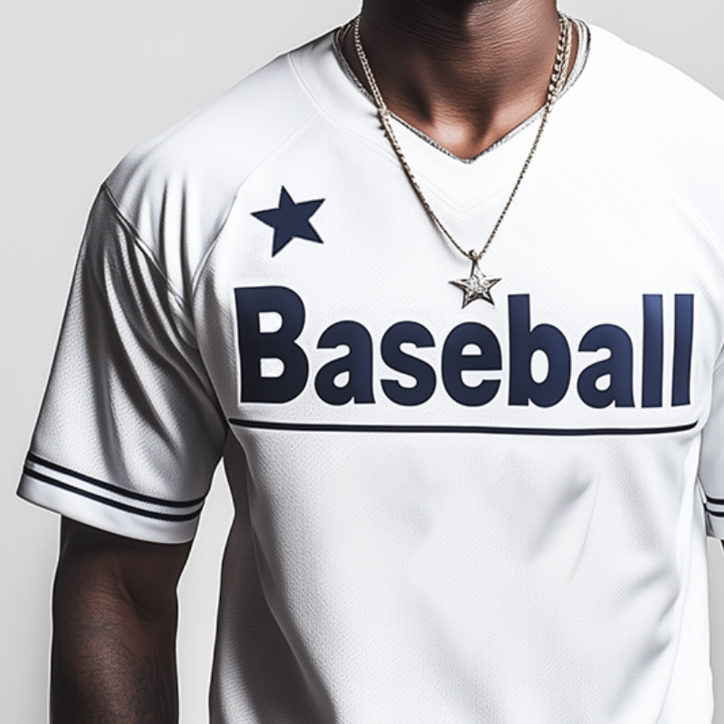 Herren-T-Shirt mit Rundhalsausschnitt und kurzen Ärmeln im Retro-Stil und Baseball-Print
