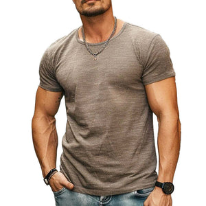 Camiseta informal de manga corta con cuello redondo para hombre