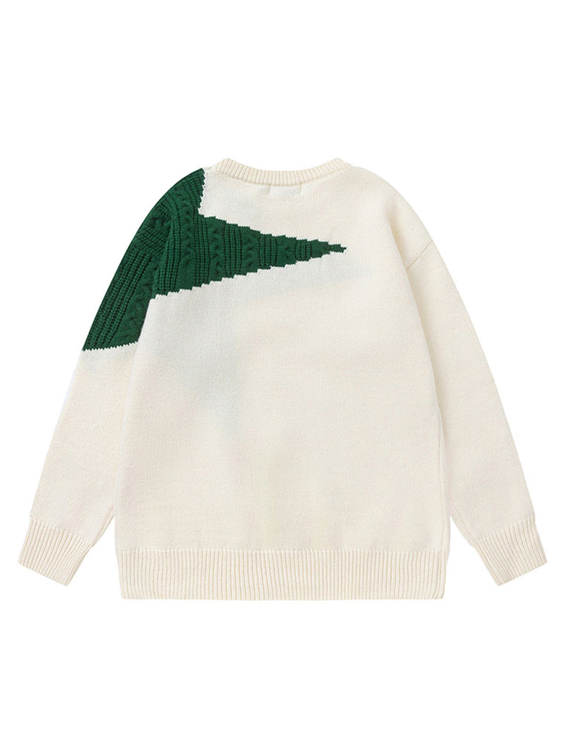 Star Contrast Knit Sweater