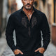 Men's Comfortable Cotton And Linen Embroidered Button Collar T-Shirt