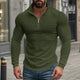 Men's Half-zip Small Square Stand Collar Long Sleeve T-shirt