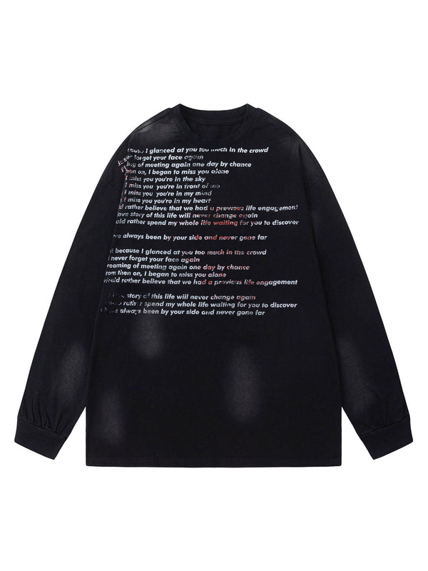 Letter Print Long Sleeve Crew Neck T-shirt