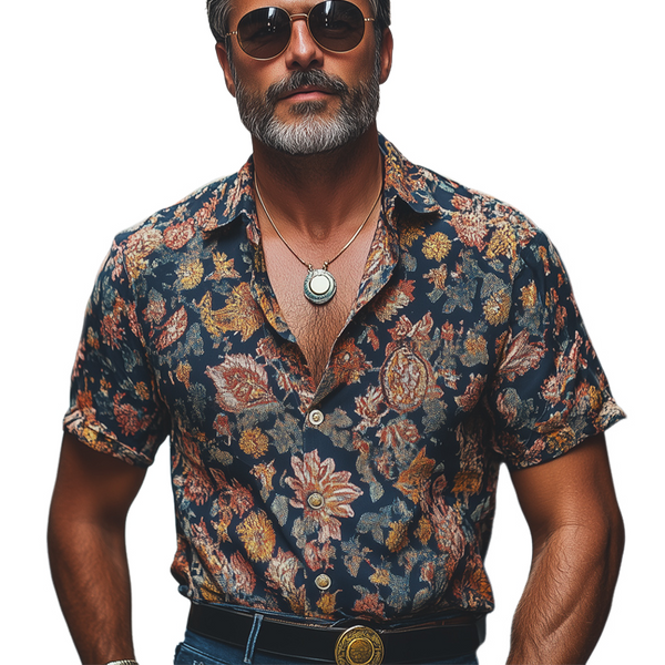 Men's Retro Printed Casual Short Sleeve Shirt