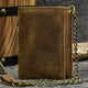 Cartera vintage de tres pliegues de cuero genuino para hombre 