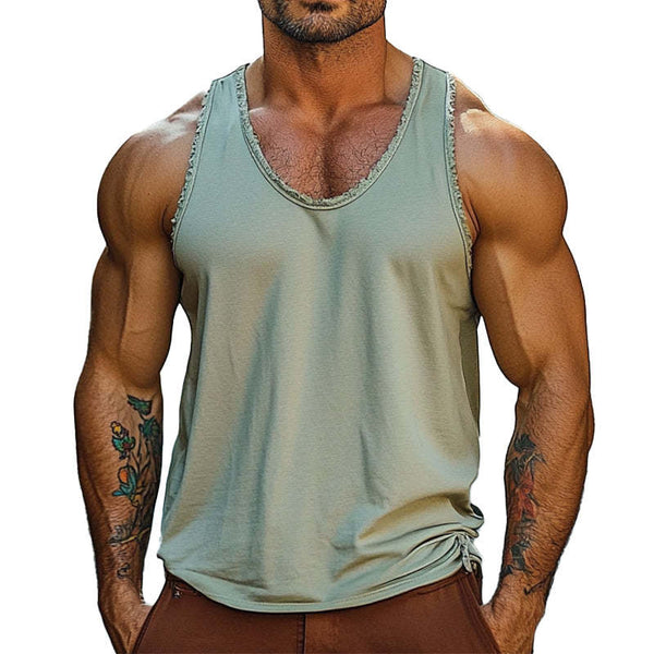 Chaleco sencillo con cuello en V y bordes sin rematar para hombre