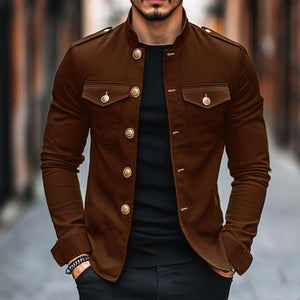 Chaqueta vintage informal con solapa y botones para hombre