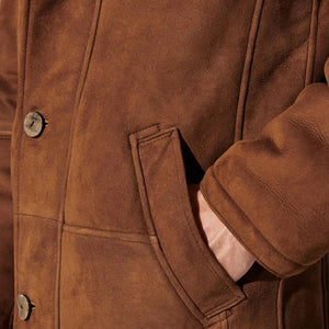 Chaqueta de lana de doble capa de longitud media para exteriores para hombre