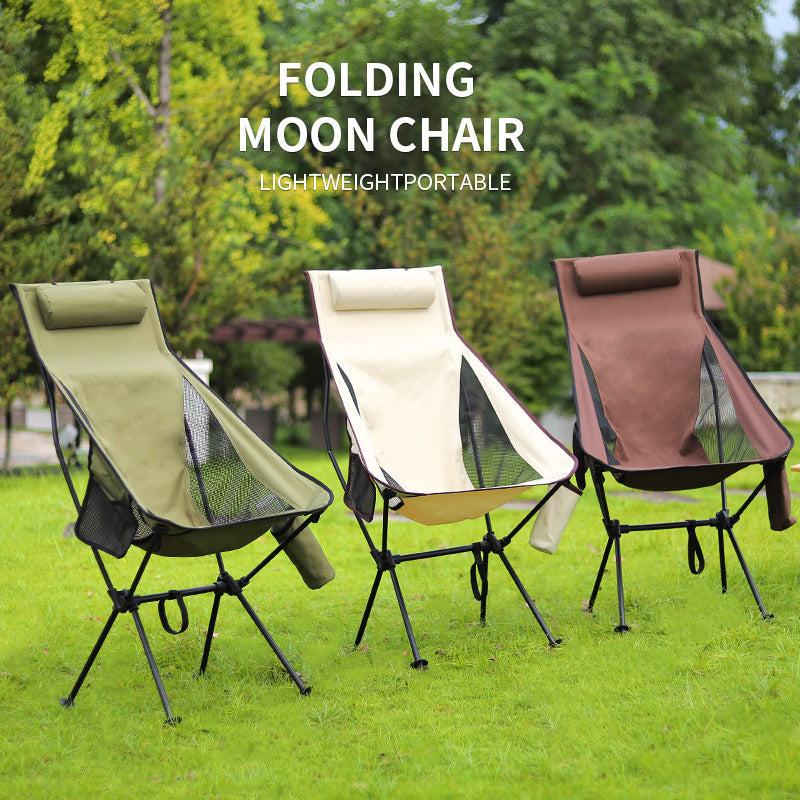 OUTDOOR ULTRA LIGHT ALUMINUM ALLOY FOLDING CHAIR PORTABLE ELEVATED SPACE CHAIR BACKREST CHAIR FISHING LEISURE BREATHABLE MOON CHAIR