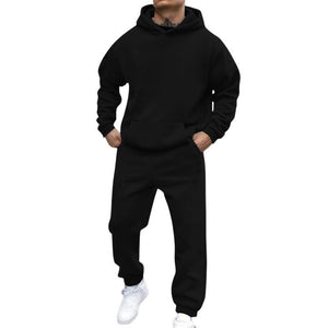 Herren Casual Loose Fleece Langarm Hoodie Jogginghose Set