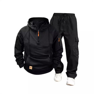 Conjunto de sudadera y pantalón con capucha de color liso informal para hombre