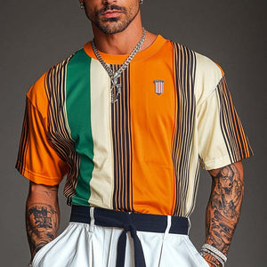 Camiseta de manga corta con estampado de rayas para hombre