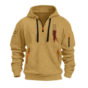 Sudadera con capucha deportiva y de ocio para hombre con bandera de EE. UU. en jacquard