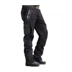 PANTALONES CARGO MULTIBOLSILLOS 100 % ALGODÓN RETRO CON BANDERA DE EE. UU.