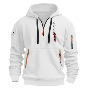 Sudadera con capucha y cremallera con bolsillo en el brazo y bandera de EE. UU.