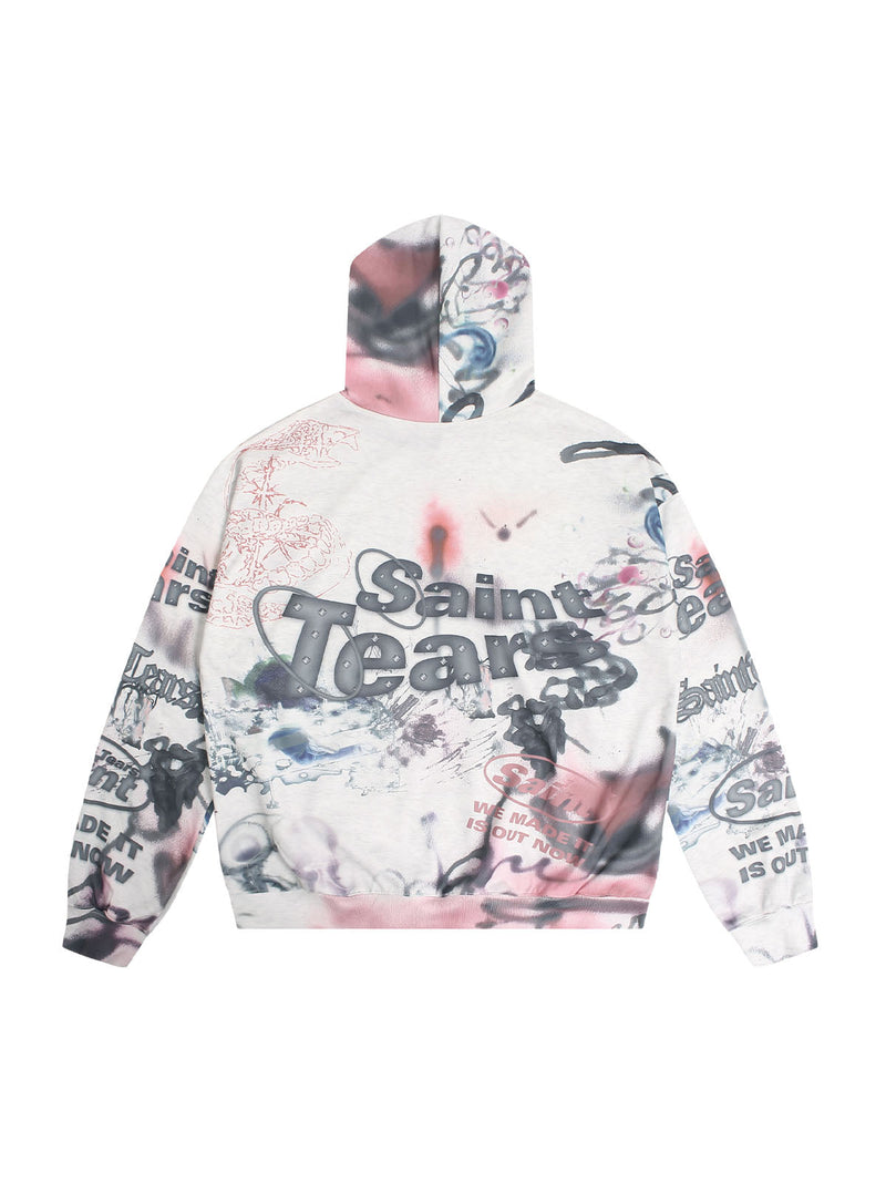 Hand-painted Ink Graffiti Hoodie