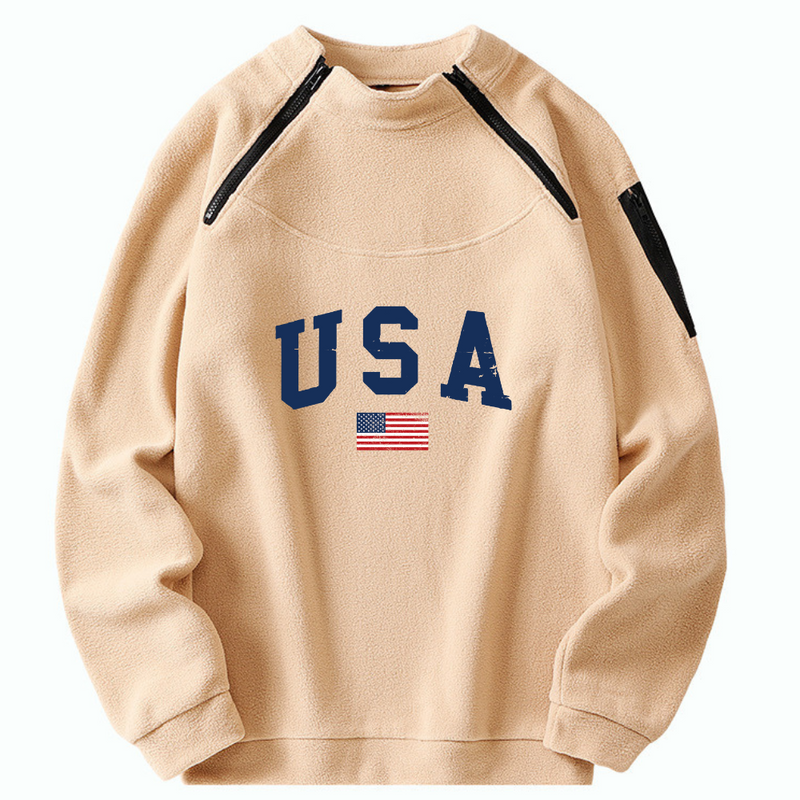 USA FLAG STAND UP COLLAR TACTICAL MEN'S HOODIE