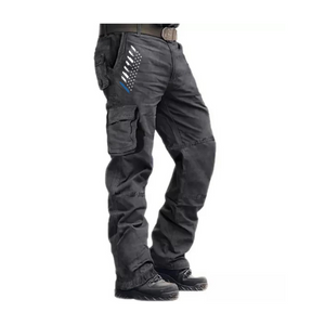 PANTALONES CARGO MULTIBOLSILLOS 100 % ALGODÓN RETRO CON BANDERA DE EE. UU.