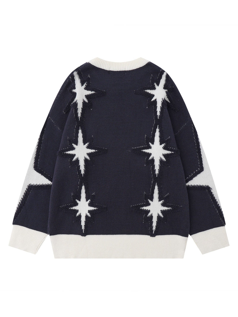 Star Jacquard Crew Neck Sweater