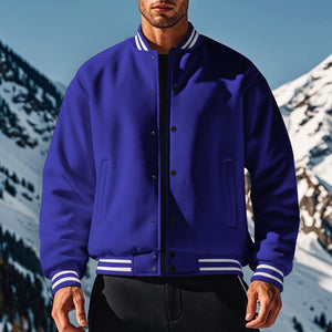 Lässige Fleece-Sport-Baseballjacke mit Stehkragen für Herren