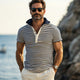 Men's Summer Casual Classic Striped Short Sleeve Hoodie