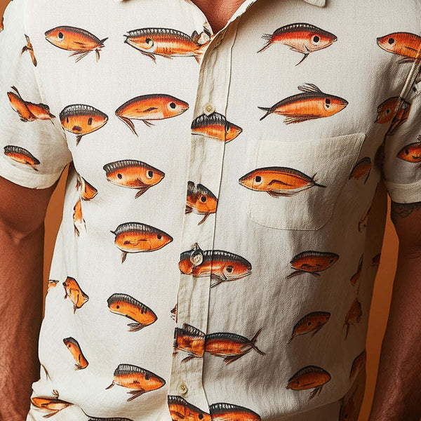 Men's Early Spring Fashion Unique Printed Short Sleeve Shirt