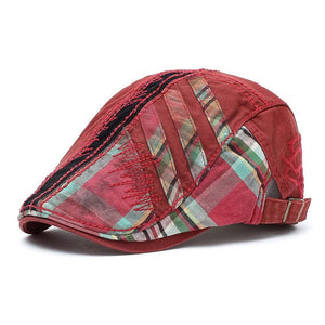 Men's Retro Stitching Plaid Beret Hat