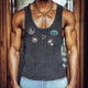Camiseta de tirantes de punto estilo rock de tendencia retro para hombre