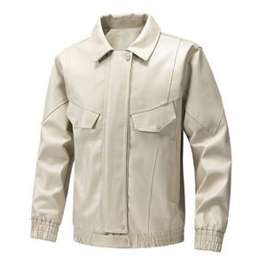 Klassische, lässige Herren-Lederjacke mit Revers