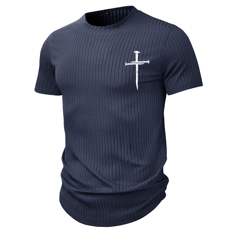 CROSS PRINT MEN SPORT V-NECK TEE