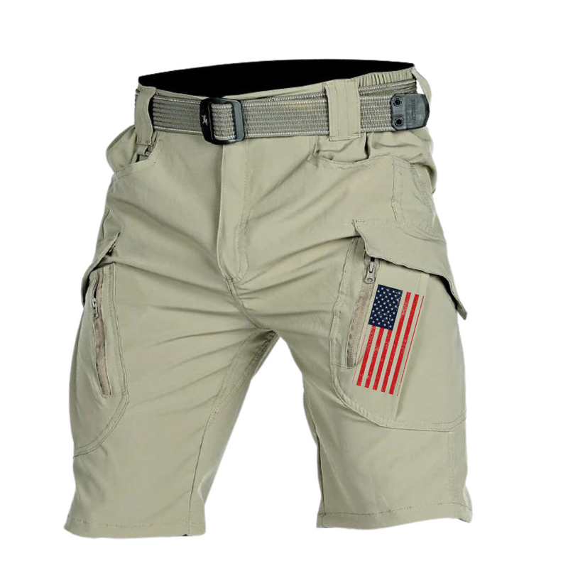 USA FLAG QUICK DRYING BREATHABLE ELASTIC WORKWEAR CARGO PANTS