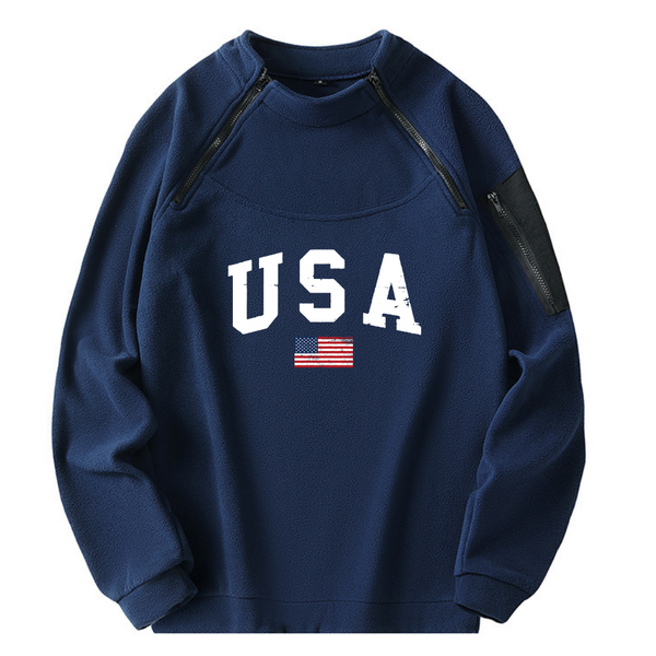 USA FLAG STAND UP COLLAR TACTICAL MEN'S HOODIE