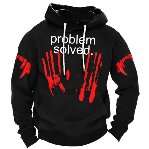 Halloween Problem Solved Men's Bloody Handprint Hoodie