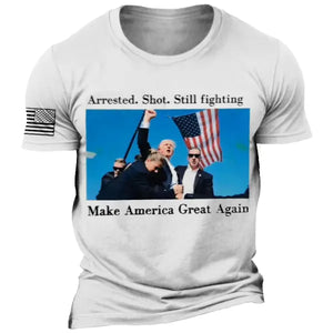 Camiseta de algodón estampada vintage para hombre "Fight Never Give Up"