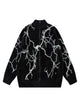 Lightning Graphic Imitation Mink Fur Zip Up Sweater