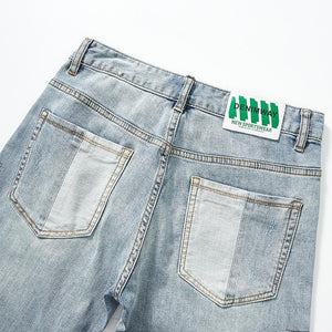 Vaqueros bordados con patchwork para hombre